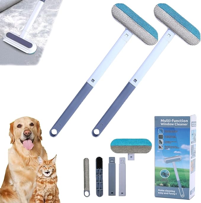 Pets Hair Remover,Pet-Dog-Cat-Hair-Remover-Couch,4 in 1 PetHair Removal Tool,Multifunctional HairRemoval Brush,4 in 1 Pet HairRemover for Couch,Long Handle,Removable,Reusable,for Carpets (2)