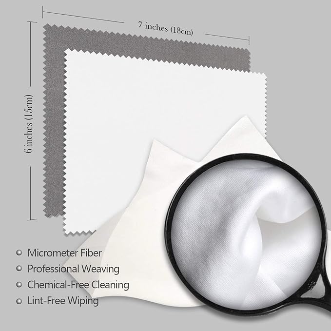 AAwipes Eyeglasses Cleaning Cloth Microfiber Cleaning Cloths 30 Pack for Cleaning Glasses, Lenses, Phones, Screens, Camera,Silverware, Any Other Delicate Surfaces (6"x7", 10 White + 20 Dark Grey)