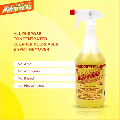 La's Totally Awesome All Purpose Cleaner Spray – 24oz (Pack of 3) Heavy Duty Multi-Surface Degreaser & Stain Remover – Ready-to-Use Cleaning Spray for Kitchen, Bathroom, Floors, Auto & More