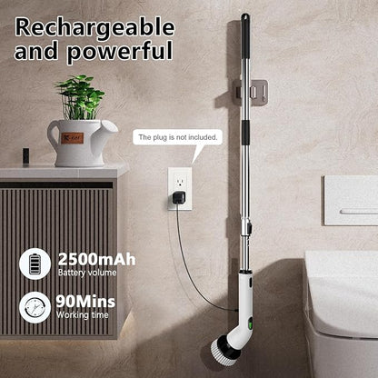 TUYU Electric Spin Scrubber, Full-Body IPX7 Waterproof Bathroom Scrubber,4 Replacement Head for Adjustable Extension Handle Electric Cleaning Brush for Bathroom, Tub, Tile