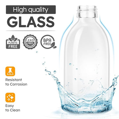 Tecohouse Glass Spray Bottle 8 oz, Clear Small Empty Refillable Sprayer Container with Labels, Funnel, Lids, Graduated Pipettes - Handheld Size