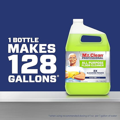 Mr. Clean Professional Bulk Liquid Concentrate Finished Floor Cleaner for Hardwood, Tile or Terrazo Floors, Commercial Use, 1 Gallon (Case of 3)