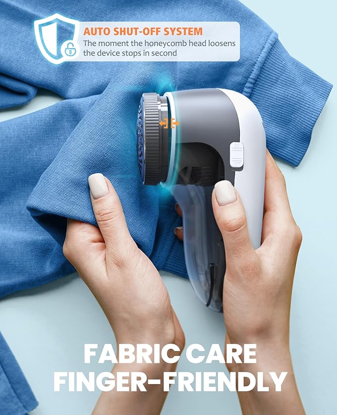 POPCHOSE Fabric Shaver, Lint Shaver for Clothing, Electric Lint Remover with 6-Leaf Blades, Sweater Shavers to Remove Pilling, Clothes Shaver for Couch, Furniture, Fuzz, Lint Ball, USB Rechargeable