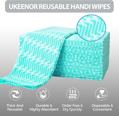 Disposable Dish Cloths,Multi use Reusable Cleaning Cloth,Machine Washable J Cloth,Heavy Duty Handy Cleaning Wipes 11.8" X 19.6" (Green 150 Count)