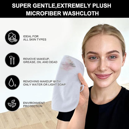 SINLAND Microfiber Facial Cloths Fast Drying Washcloth 8inch x 8inch Absorbent Face Wash Cloth Soft Makeup Remover Cloths