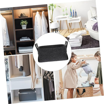 GLEAVI Foldable Portable Laundry Hamper Basket Capacity Clothes Storage Organizer for Bedroom Bathroom Decorative Dark Gray Felt Laundry Basket