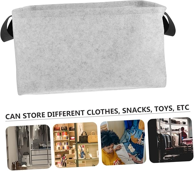 Alipis Medium Gray Felt Storage Basket with Handles Thick Felt Material Clothes and Organizer Reusable Laundry Hamper for Home Storage and Tidying