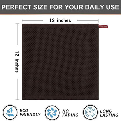 Kitinjoy 100% Cotton Kitchen Dish Cloths (12 X 12 Inches, Dark Brown), 6 Pack Waffle Weave Ultra Soft Absorbent Dish Towels for Drying Dishes Quick Drying Kitchen Towels Dish Rags