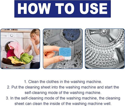 Washing Machine Cleaner Tablets, 12 Pack, Deep Clean and Deodorize, Oil Stain Removal