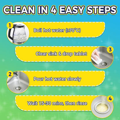 Disposal Cleaner Tablets 25 Pack, 1 Year Supply Sink and Drain Cleaner, Deodorizer Tablets Remove Odor-Causing Residues, Garbage Disposal Cleaner For House, Kitchen, Bathroom Drain Cleaning Care