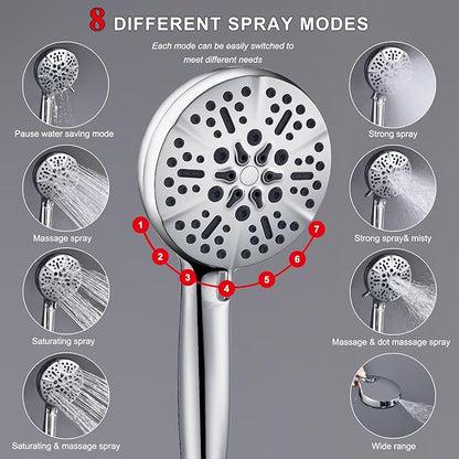 Handheld Shower Combo, 14 Inch Rainfall Shower Head and 8 Handheld Spray with Power Wash, Wide Square Shower Head for Full Body Coverage and Adjustable Extension Arm,Bath Upgrade CP,Chrome