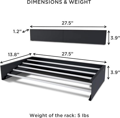 Step Up Laundry Drying Rack (28-INCH Wide - Wood-Look), Wall Mounted, Retractable Clothes Drying Rack, 40lbs Capacity, 11.6 Linear Ft, with Wall Template and Long Screwdriver Bit