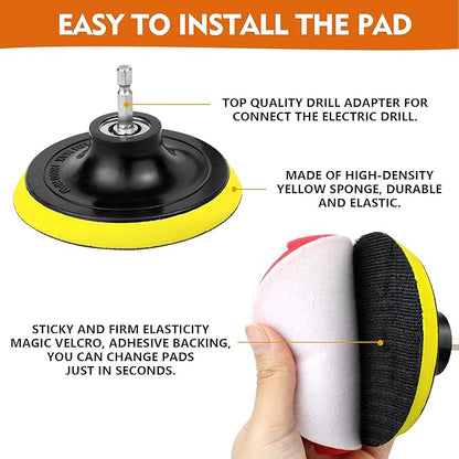 Drill Brush Attachments 20 PCS Scrub Pads & Sponge Power Scrubber Brush with Extend Long Rod All Purpose for Grout, Bathroom Surface, Sinks, Corner, Car Detailing, Carpet, Floor, Laundry Room Cleaning