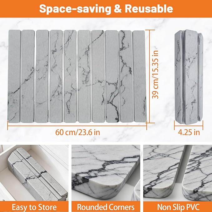 Dish Drying Mats, Large 24x16 Inch Diatomaceous Earth Drying Mat / Fast-Absorbing,Non-Slip Stone Drying Mat For Kitchen Counter / Eco-Friendly for Dishes (Gray Marble)