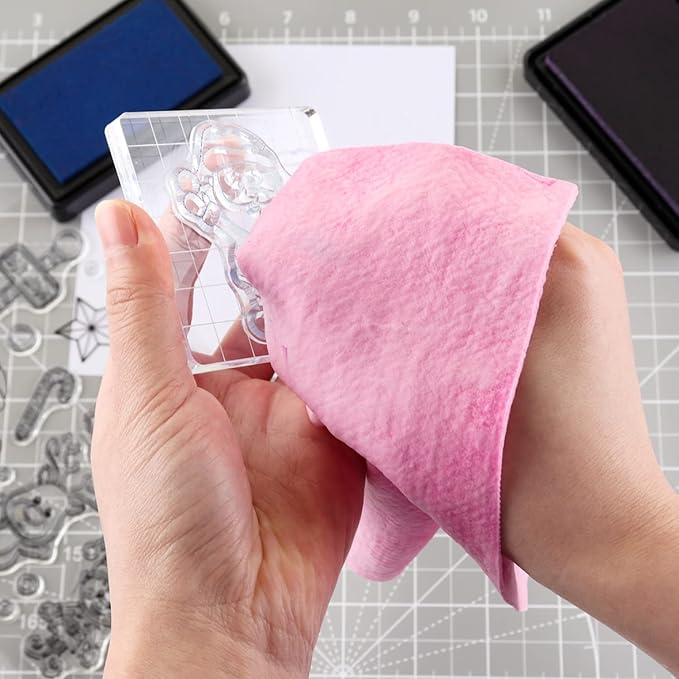 BAOFALI 9pcs Stamp ShammySuede ClothStamp Cleaner Super Absorbent Towel3 Colors for Stamp Cleaning Cloth