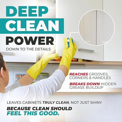 Kitchen Cabinet Cleaner – Gentle, Residue-Free and Effective Everyday Degreaser & Grime Remover for Wood, Painted and Finished Furniture - Complete with Cleaning Brush & Cabinet Cleaner Spray 32oz