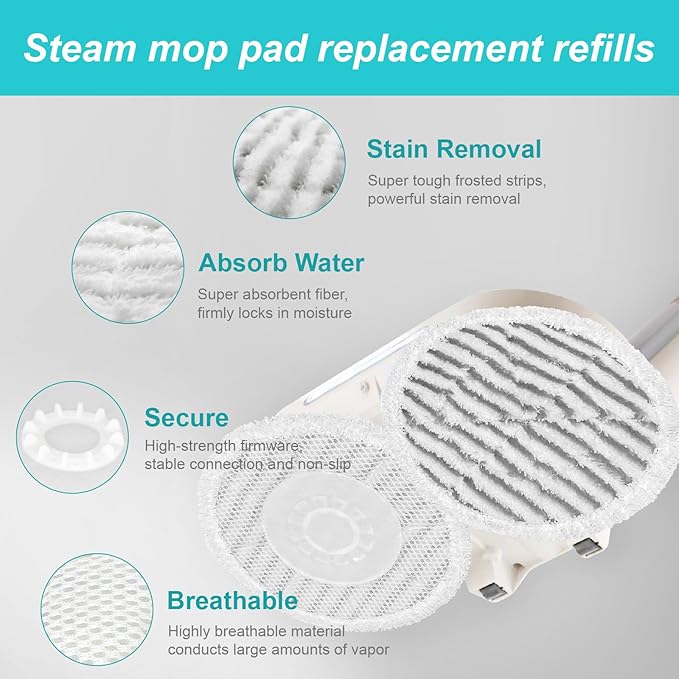 AIR U+ 16 Pack Replacement Steam Mop Pads for Shark S8201 S7001 S8001 S7201 S7000AMZ S7000 S7005 S7020 S7001C Steam Mop, Steam & Scrub All-in-One Scrubbing and Sanitizing, Dirt Grip Scrub Washable Pad