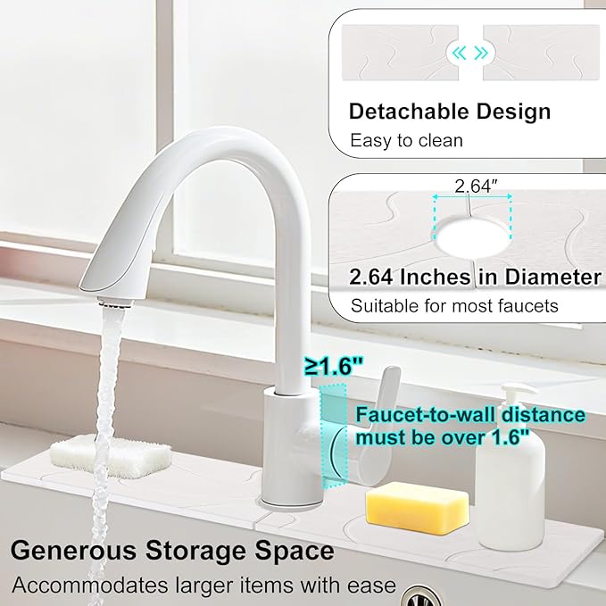 3 PCS Large Stone Dish Drying Mat for Kitchen Counter, Quick Dry Stone Dishes Mats, Sink Faucet Mat, Minimalist Water Absorbing Diatomaceous Earth Drying Pad for Countertop Tableware, Bottles