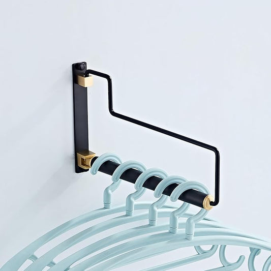 Folding Clothes Hanger Drying Rack Black Wall-Mounted Clothes Organizer for Laundry Room Closet Storage