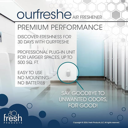 Fresh Products ourfreshe Plug In Air Freshener 30 Day Refills Replace Messy Aerosols with Dry Fragrance For Use in Medium Sized Spaces Winter Spruce 6 Pack