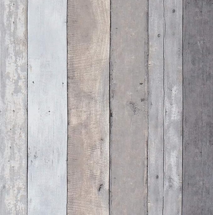 Dimoon Wallpaper 16.4Ftx17.7'' Contact Paper Thicken Wood Gray Wood Wallpaper Stick and Peel Gray Wall Paper Roll Wood Vinyl Removable Shiplap Wallpaper Self Adhesive Decorative Covering Shelf Liner