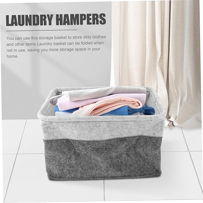 Holibanna Collapsible Felt Laundry Basket Organizer Multi-Functional Laundry Hamper for Dirty Clothes Foldable Storage Bin Large Capacity Material for Bedroom and Bathroom