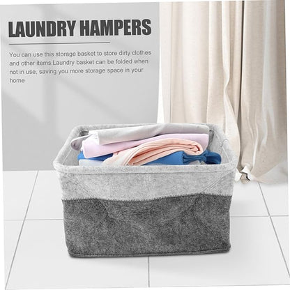 Holibanna Collapsible Felt Laundry Basket Organizer Multi-Functional Laundry Hamper for Dirty Clothes Foldable Storage Bin Large Capacity Material for Bedroom and Bathroom