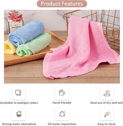 Bamboo Microfiber Cleaning Cloth,8 or 10Pcs Reusable Kitchen Wash Cloths,Wood Towels for Kitchen Window Glass Car (Pink,10inch, 8pcs)