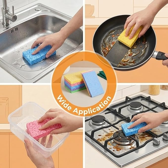 15 PCS Kitchen Sponges, Natural Compressed Cellulose Sponge for Dishes Cleaning Cleaning Scrub Colored Sponge Non Scratch Natural Dish Sponges for Kitchen Bathroom Cars, Funny Cut-Outs DIY