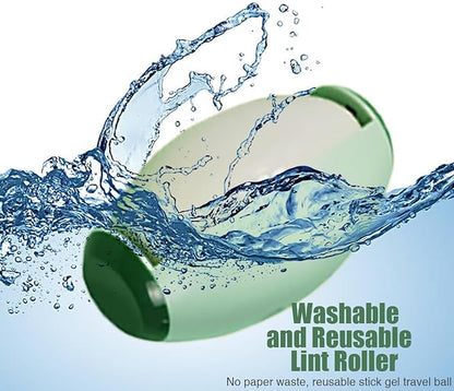 Reusable Lint Roller Ball, Mini Travel Size Lint Roller for Clothes, On The Go Small Portable Lint Ball Remover for Clothes and Pet Hair, Extra Sticky & Washable Gel (Green)