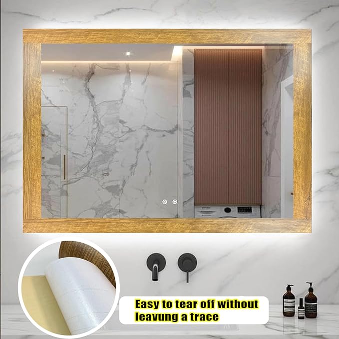 Teemall 10M Black Wood Grain Removable PVC Waterproof Border Wall Decor Removable Self Adhesive Kitchen Bathroom Tiles Sticker Wallpaper 4.2x390 (Yellow, 4" x 390")