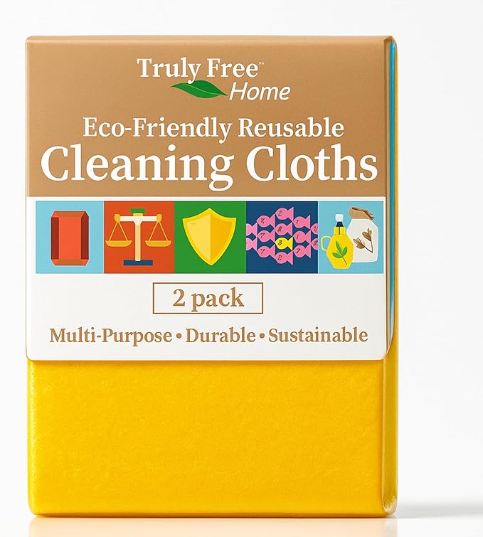 Truly Free Reusable Cleaning Cloth, 2 Pack - Multipurpose Super Absorbent, Reusable, Durable, Washable Kitchen Towels, Cleaning Rags, Cloth Wipes, Wash Rags, Car Wipes Cleaning Supplies, 14x10”