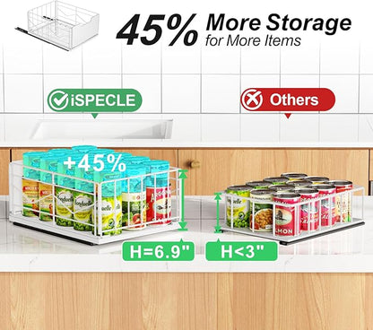 iSPECLE Pull Out Cabinet Drawer - For (12" - 36") Wide Cabinet, No Drilling Ideal for Renter, Easy Slide Out Access Items No More Digging, Large Capacity Store More for Kitchen Pantry Bathroom, 1 Pack