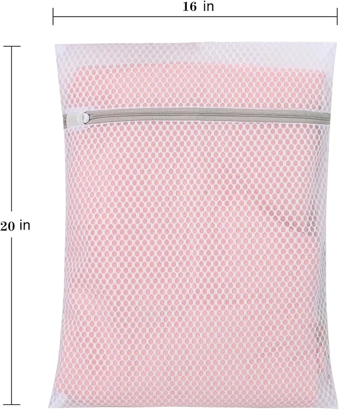 Mesh Laundry Bags for Delicates,16 x 20 Inches Honeycomb Zippered Washing Bags for Lingerie and Delicate Garments, 3 Pack