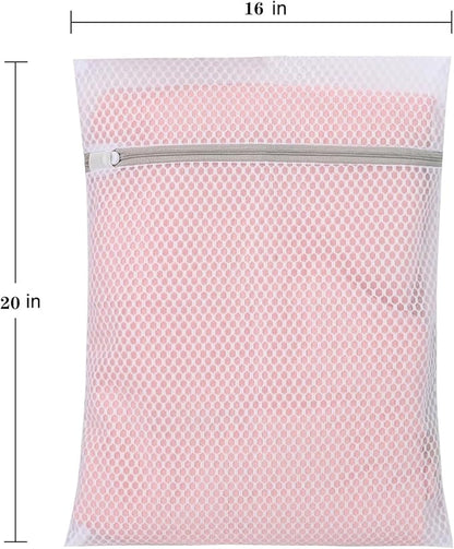 Mesh Laundry Bags for Delicates,16 x 20 Inches Honeycomb Zippered Washing Bags for Lingerie and Delicate Garments, 3 Pack