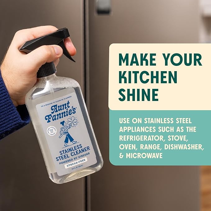 Aunt Fannie's Cleaning Spray Variety Pack, Includes Stainless Steel Spray, Granite & Stone Spray, Glass & Window Spray, and Wood Spray, 16.9 oz each, Pack of 4