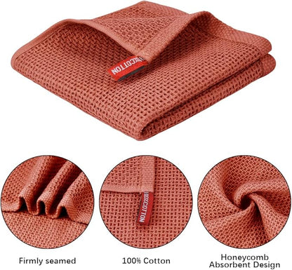 Nialnant 100% Cotton Dish Rags, 6 Pack Waffle Weave Kitchen Towels,Quick Drying Dish Cloths for Washing Dishes 12x12 Inches,Multi Color