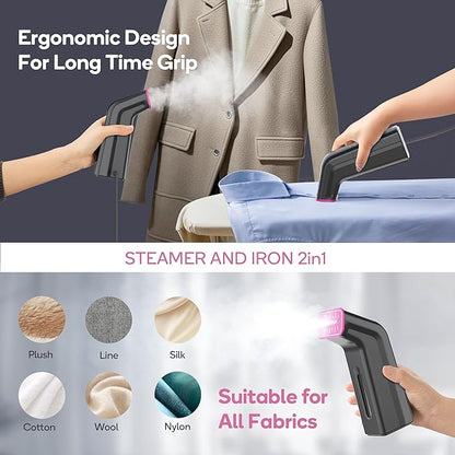Mini Travel Steamer for Clothes,110-240V Portable Dual Voltage Steamer & Iron 2 In 1,Integrated 170ml Tank 25s Fast Heat,1.2lbs Travel Size Fabric Iron,Handheld Steaming Wrinkles Remover For Garments