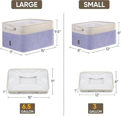 BALEINE 4 Pack Fabric Closet Storage Bins for Shelves, Linen Closet Organizers and Storage, Decorative Baskets for Organizing, Shelf, Clothes, Home, Office (Lavender, 12"x8"x8")