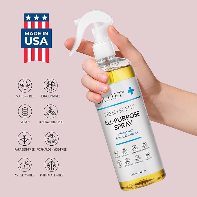 All Purpose Spray Cleaner, Multi Surface Cleaning Spray with Essential Oils for Kitchen and Bathroom, Natural Household Cleaner for Everyday Use, Eco Friendly, Fresh Scent, 16 Fl Oz