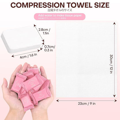 Compressed Towel Tablets Large Ultra Soft Disposable Face Towel Individually Wrapped 12x9 Inch Portable Washcloths for Makeup Removal Beauty Salon Gym Camping Travel Outdoor Sports(20 Pcs Pink)