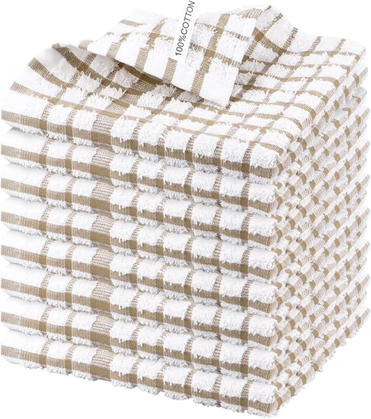 Nialnant 8 Pack Dish Cloths,100% Cotton Soft Absorbent Cleaning Rags,Quick Drying Dish Towels for Kitchen,Washing Dishes-Little Yellow Plaid,12 x 12 in