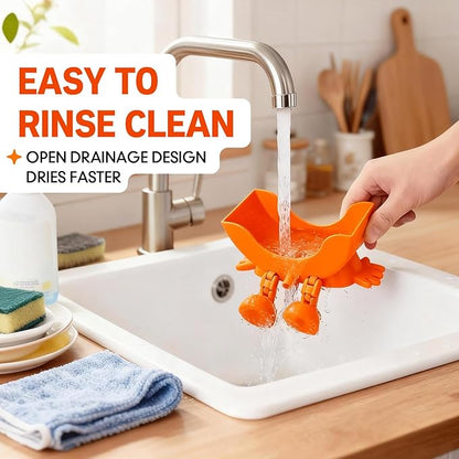 Cute Hanging Sponge Holder with Drainage, Peeing Scrub Sponge Holder, Ponge Holder for Kitchen Sink, Funny Sponge Stand for Kitchen Sink, 3D Printing Countertop Sponge Holders (Black)