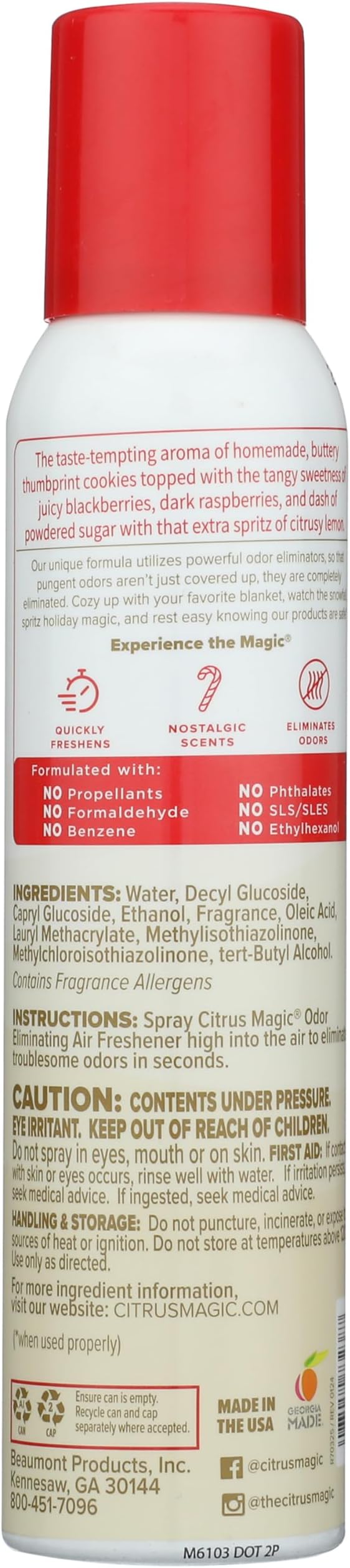 Citrus Magic Holiday Odor Eliminating Air Freshener Spray, Holiday Bakeshop, 3-Ounce, Pack of 3
