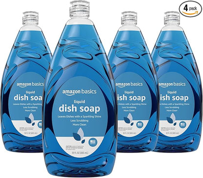 Amazon Basics Dish Soap, Fresh Scent, 30 fl oz, Pack of 4, Packaging May Vary