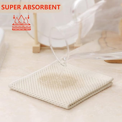 Kitinjoy 100% Cotton Kitchen Dish Cloths (12 X 12 Inches, Mixed Color), 6 Pack Waffle Weave Ultra Soft Absorbent Dish Towels for Drying Dishes Quick Drying Kitchen Towels Dish Rags