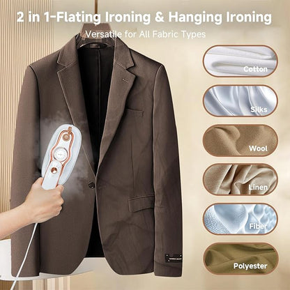 Steamer For Clothes, Steamer ＆ Iron 2 In 1,Portable Handheld travel Steam,1200W 15s Heat Up for Travel Size,Wrinkle Remover,200ml Tank,3 Modes for dress shirts for home travel,White,120V