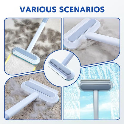 3 in 1 Pet Hair Removal Tool, Carpet Rake Brush for Pet Hair Removal, Cat Dog Hair Broom Lint Remover Scraper for Carpet Rugs Bed Couch Curtains (1 pcak)