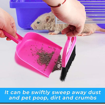Mini Broom and Dustpan Set - Compact Cleaning Kit for Home, Car, Camping, Small Spaces, Pet Cleanup, and Travel - Durable Small Broom and Dustpan Set Mini - Rose Pink Broom