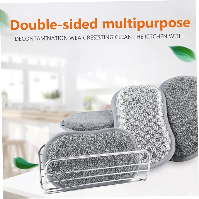 8 Pcs Sponges for Cleaning Kitchen Microfiber Double Sided Dishwashing Sponges Scratch-Free Multi-Purpose Reusable Scrub Sponge for Dishes, pots and Pans 6.1x3.7x0.8 in, Dishwashing Sponges